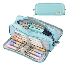 Large Capacity Pencil Case Big Capacity Pouch Portable Large 3-Light Blue