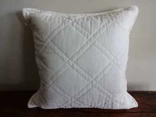 NOBLE EXCELLENCE Winter WHITE Quilted VELOUR Decorative FEATHER THROW PILLOW