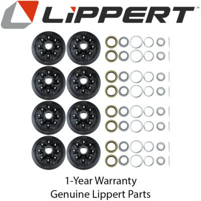 Lippert 12'' Brake Drum Hub 8-on-6.5 7K Axle 8-Pack w/Bearings Fits Dexter Al-Ko