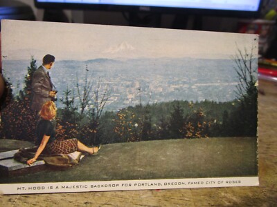 M25 Old OREGON Postcard Portland Mount Mt Hood City of Roses Lovers Leap View