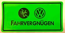 Vintage Vw Volkswagen Fahrvergngen License Plate - Fluorescent Green - Plastic Vintage Vw Volkswagen Fahrvergngen License Plate - Fluorescent Green - Plastic