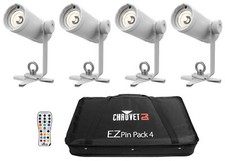 Chauvet DJ Ezpin Pack 4 EZpin Pin Spot Light Fixtures IRC-6 Remote Carry Case