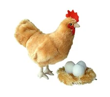 The Hen Chicken Eggs & Nest Stuffed Animal Plush Toy Ultra Soft Squeezable 12 in