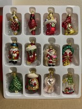 NEW Macy's 2013 Holiday Lane Mini Blown Glass Christmas Ornaments Set 12 RARE