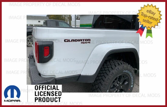 Juego de 2 calcomanías adhesivas laterales de cama Jeep Gladiator 4x4 JT negro rojo gráficos FJ1G3 Foto 2 de 3