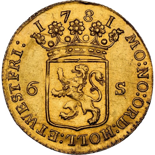 1781 Netherlands Holland Gold 6 Stuivers - 2 Ducats - NGC MS61 w/ HD Video - Picture 2 of 4
