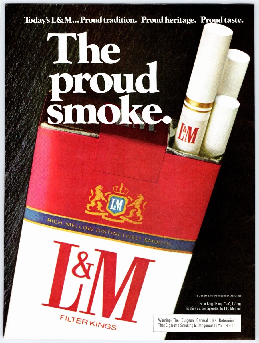 lm cigarettes red 1975 THE PROUD SMOKE L&M CIGARETTES Vintage 8