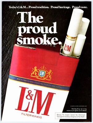cost of 20 cigarettes in 1975 uk 1975 THE PROUD SMOKE L&M CIGARETTES Vintage 8