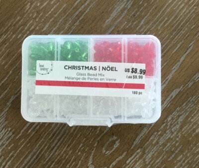 Christmas Glass Bead Mix 180pc Bead Landing Sealed Green Red Clear New