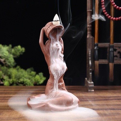 Mermaid Waterfall Incense Burner Backflow Ceramic Holder Cones Collect Religion - Picture 8 of 15