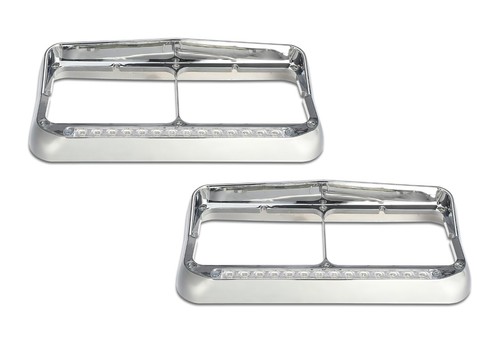 Biseles de faros cromados para camión de 12"" tira LED blanca Freightliner FLD Classic XL - Imagen 5 de 9
