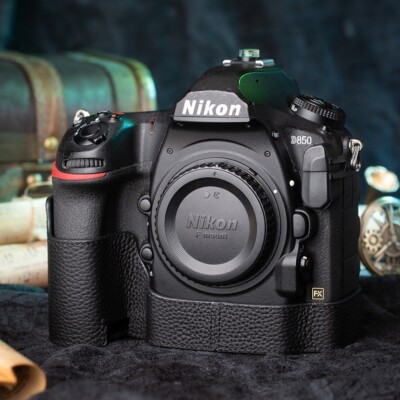 For Nikon D850 Black Handmade Genuine Real Leather Half Camera Case Bag Cover