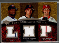 2007 Upper Deck Premier Francisco Liriano Jeremy Sowers Cole Hamels Jersey /10