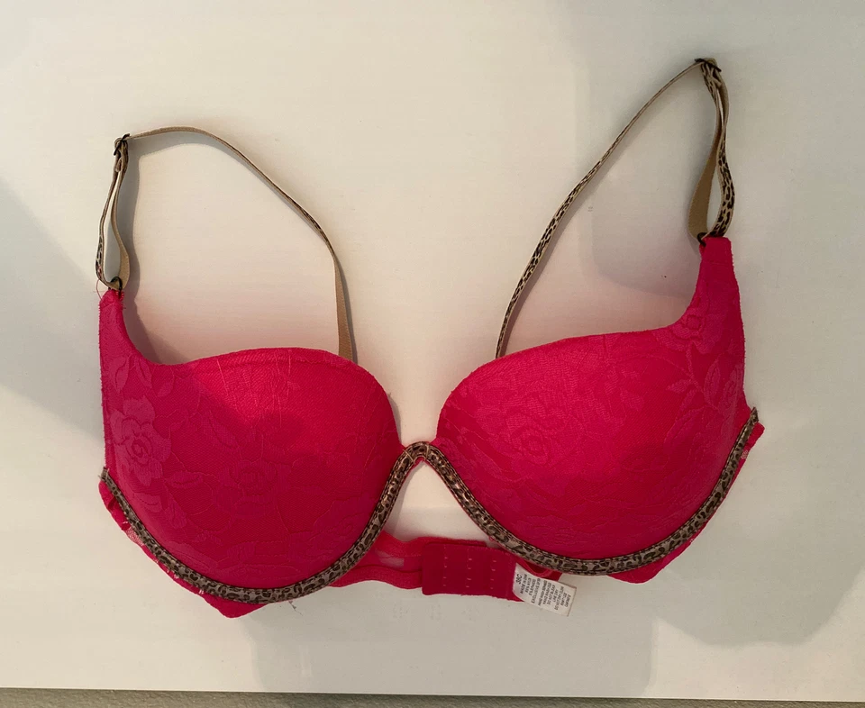 Sutiã Rampage Intimates renda rosa quente com estampa de leopardo 38C pushup - Imagem 2 de 4