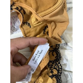 Lise Charmel 36D Gold Black Floral Embroidered Satin Silk Lace Splendeur Soie
