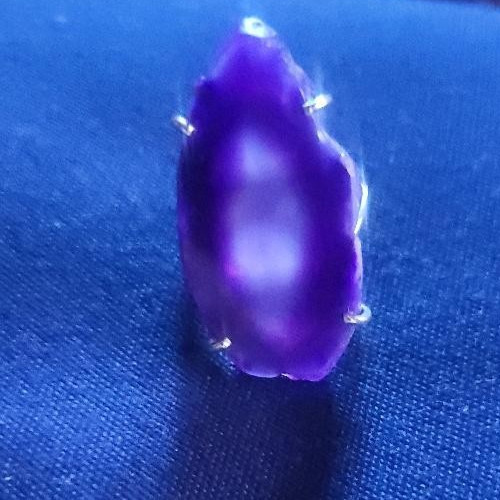 Amethyst Agate Slice Marked Sterling Ring Size 6.… - image 2