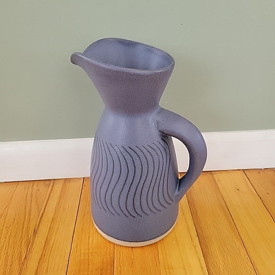 Marshall Studios Gordon Martz 1960s Indiana Stoneware Flowing Lines Pitcher