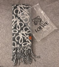 Loewe Scarf Unisex 200x30cm Dark Grey Anagram Pattern Long Fluffy Soft Warm