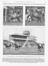 HORSE RACING Abbot's Worthy Wins the Spring Cup at Newbury - Vintage Print 1932