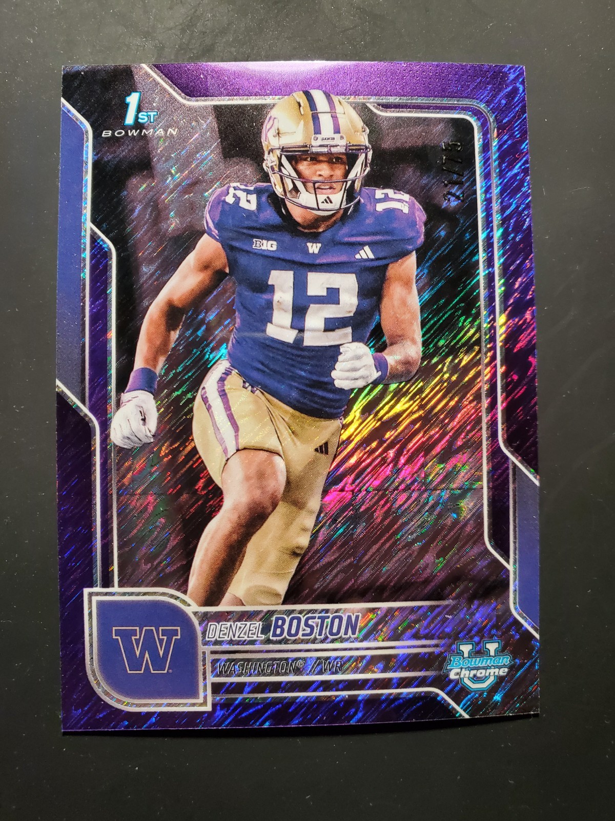 2025 Bowman University Chrome #34 Denzel Boston Purple Shimmer Refractor #/75