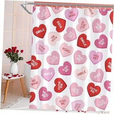 Valentines Shower Curtain Heart Valentines Shower Curtain for Bathroom, Pink