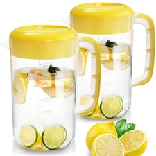 2 Pack 1 Gallon Plastic Water Pitcher with Lid, Large Gallon Water Jug, Juice...