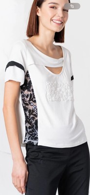 elisa cavaletti Shirt Schwarz Ecru Viskose NEU L
