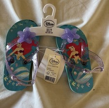Baby Toddler Girls DISNEY PRINCESS Ariel FLIP FLOPS Flower M 7-8 New