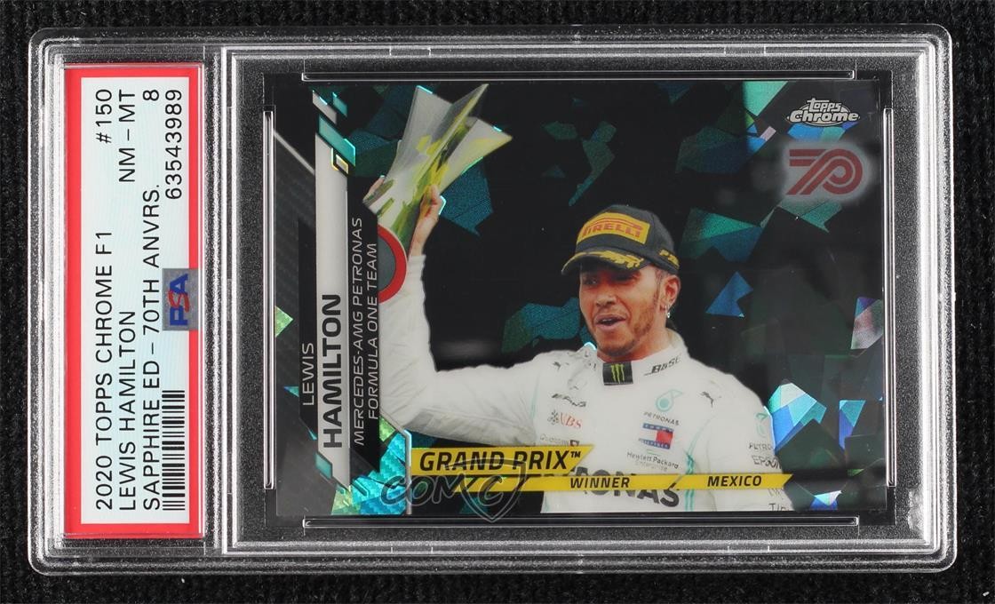2020 Topps Chrome Sapphire F1 70th Refractor 59/70 Lewis Hamilton #150 PSA 8