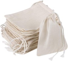 20 Pcs Muslin Drawstring Bags - Natural Unbleached Cotton Straining Bags for ...