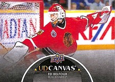 2021-22 Upper Deck Series 2 UD Canvas Black Ed Belfour #C245 SP Blackhawks