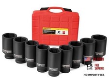 9 Pcs Axle Nut Hub Impact 12 Drive Deep Impact Socket Set