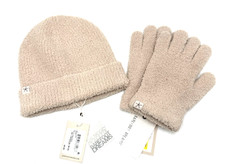 Barefoot Dreams CozyChic Ribbed Beanie Gloves SET Stone Size Small/Medium New