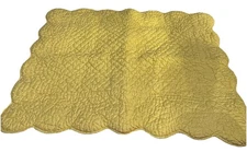 Crate & Barrel Grace Tailored Sham Yellow/Floral 21x27 Lot Of 3 Scalloped Edges