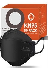KN95 Face Masks 50 Pack 5-Ply Breathable Filter Disposable Face Masks Black