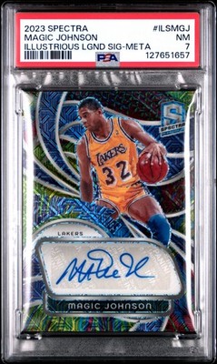PSA 7 - MAGIC JOHNSON #/25 Auto 2023 Spectra Illustrious Legends Signature META