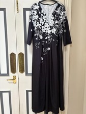 Shein Black Long Dress with White Floral Print, 3XL
