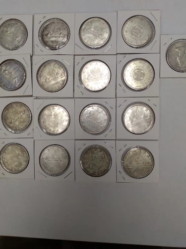 17 Canadian Silver Dollars 1963-1966 80% silver