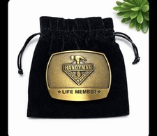 Handyman Club of America Life Member Belt Buckle 1996 Brass Tone Vintage 2  Belt