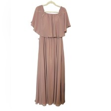 JJs House Dusty Rose Chiffon A-Line Off-the-Shoulder Maxi Bridesmaid Dresses 10