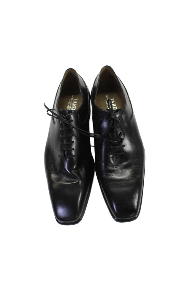 Mocasines de una pieza con cordones de cuero negros talla 7 Tardini para hombre Foto 2 de 4
