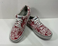 Vans Off The Wall Logo All Over Print Men’s Sz 9 Skate Sneakers 721356 Red Shoes