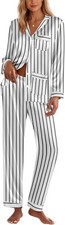 Ekouaer Silk Pajamas for Women Classic Button Down Satin Pajama Sets Long Sleeve