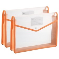 Plastic Expanding File Folders, 2 Pack File Folder Envelopes Letter A4 Orange