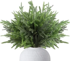 18″ Artificial Norfolk Pine Stems - 8 Pack Real Touch 18inch-8pcs, Green 