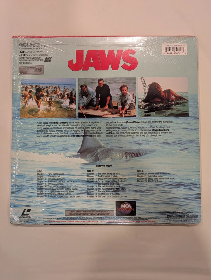 JAWS LaserDisc Letterbox Edition NEW SEALED MCA Universal LD Dolby Digital Sound - Image 2 of 2
