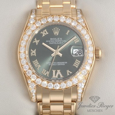 Rolex Pearlmaster 34 81158 2016 Gelbgold 750 Diamanten Automatik Gold Medium