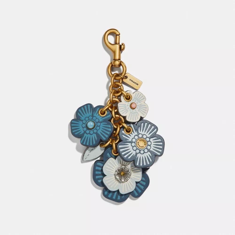 COACH Denim Blue Tea Rose Bag Charm ~ Very Rare | eBay
