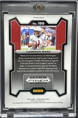 Cam Ward RARE ROOKIE PRIZM RED ICE REFRACTOR INVESTMENT CARD SSP NFL DRAFT MINT - Picture 2 of 2