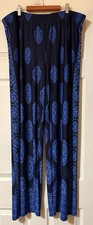 Susan Graver Pants Size 1X Blue Paisley Pull ...